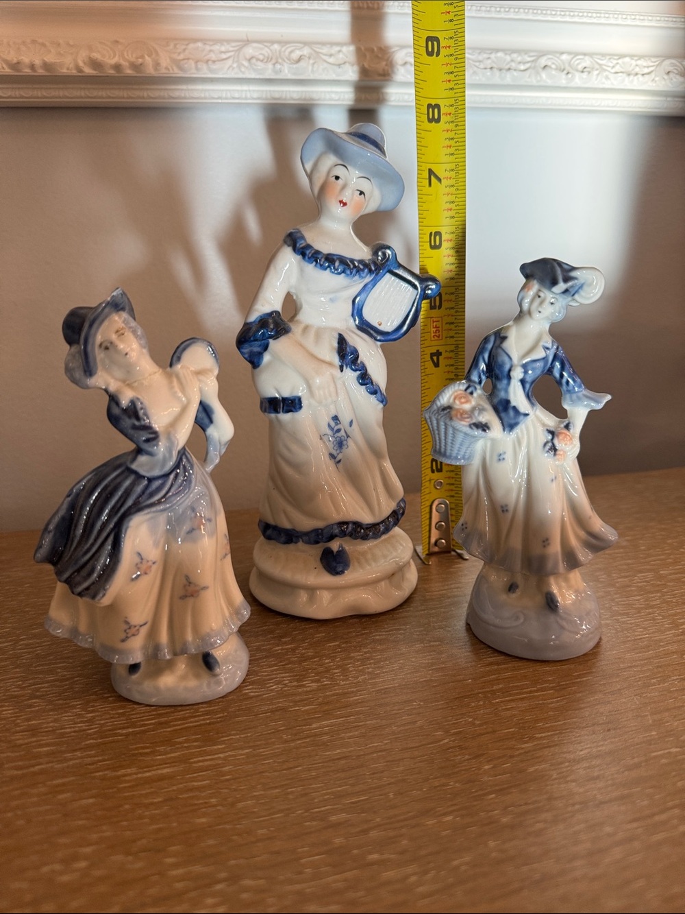 Blue and White Porcelain Lady Figurine - Decorative Home Art